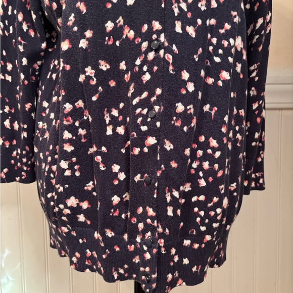LOFT Navy and Pink Floral Cardigan - Picture 6 of 9